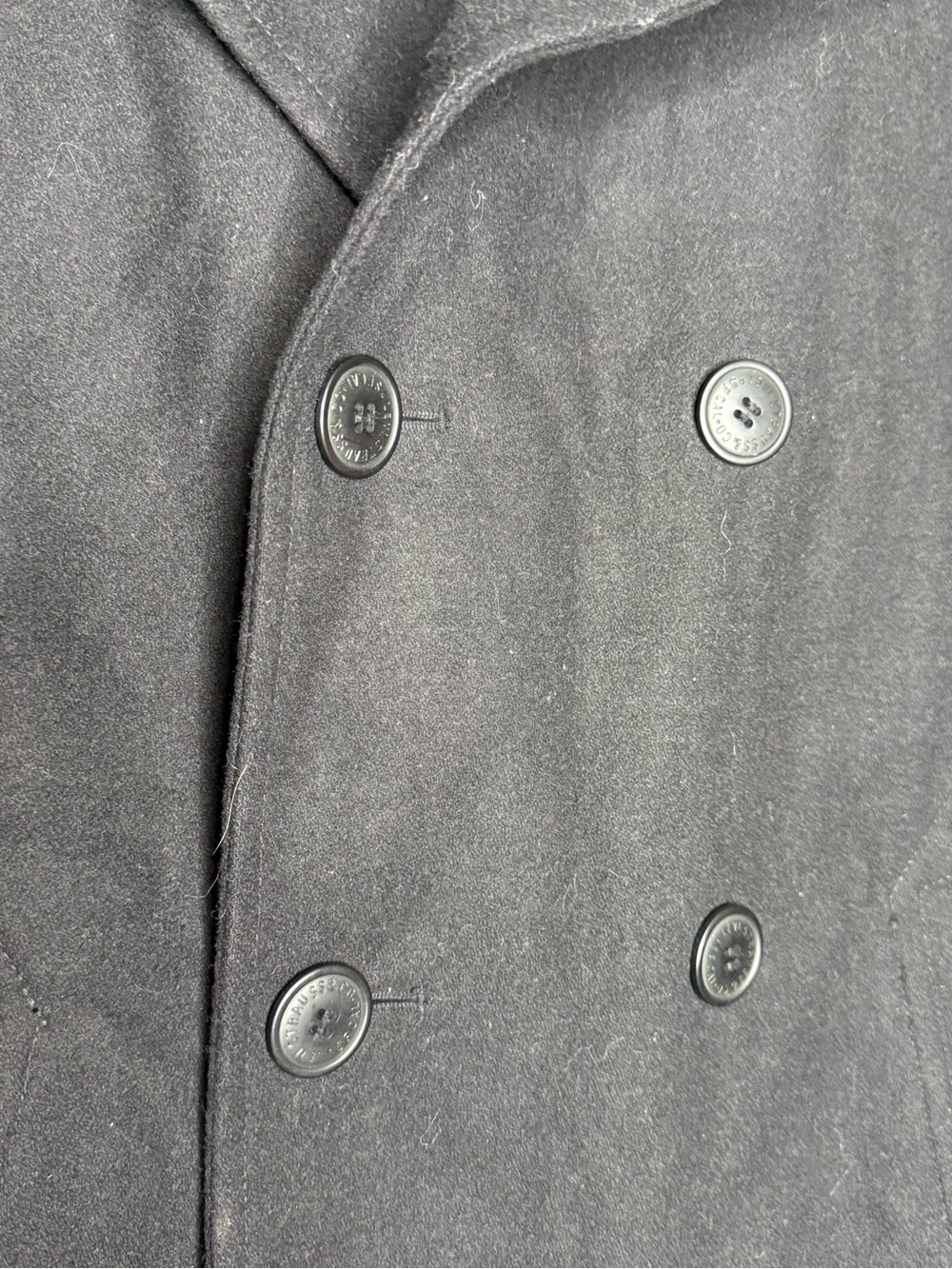 Levi's black double-breasted wool blend pea coat - Picture 3 of 11